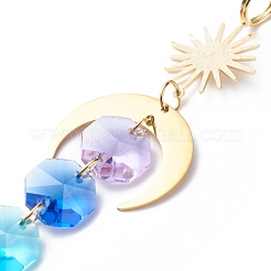 Decorazioni pendenti con perline di vetro ottagonale placcato&nbsp;HJEW-JM00775-01