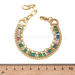 Bracelets à double chaîne en acier inoxydable 304 et verre pour femmes&nbsp;BJEW-F540-10G