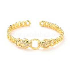 Leopard Türklopfer Form Kubikzirkonia Manschette Armreif&nbsp;BJEW-D448-21G-RS