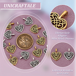 120 breloque en forme de cœur en alliage filigrané de style tibétain&nbsp;FIND-UN0015-61