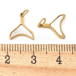 304 Edelstahl Pavé natürliche weiße Muschel Whale Tail Charms&nbsp;STAS-Q345-18G