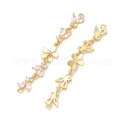 Ciondoli connettore in ottone con pavé di zirconi cubici trasparenti&nbsp;X-KK-Z139-12G-03