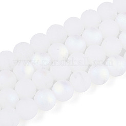 Hebras de cuentas de vidrio de imitación de jade esmerilado&nbsp;GLAA-T032-J10mm-MBB01