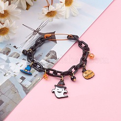 Bracelets à breloques en alliage émaillé thème halloween&nbsp;BJEW-JB05978