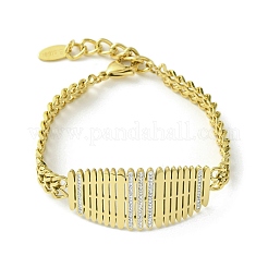 Bracciale a maglie ovali in zirconia cubica con catene in acciaio inossidabile 304&nbsp;BJEW-Q775-02G