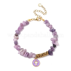Braccialetti con perline in ametista naturale e ematite sintetica non magnetica galvanizzata&nbsp;BJEW-JB12342-03
