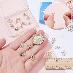 16 Stück 16 Stile Messing Micro Pave Zirkonia Anhänger & Verbinder Charms&nbsp;KK-AR0001-63