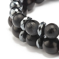 Ensemble de bracelets extensibles en perles rondes en bois naturel&nbsp;BJEW-JB07340