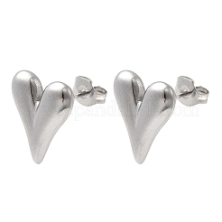 Pendientes de botón con forma de corazón de acero inoxidable 304&nbsp;EJEW-F398-01P