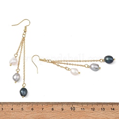 Orecchini pendenti con nappe di perle coltivate d'acqua dolce naturali.&nbsp;EJEW-JE07381-01
