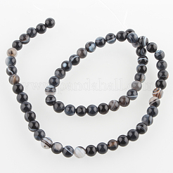 Agate noire naturelle chapelets de perles rondes&nbsp;G-E232-05