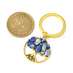 Porte-clés pendentif en alliage de style tibétain et pierres précieuses naturelles mélangées&nbsp;KEYC-JKC00646-03
