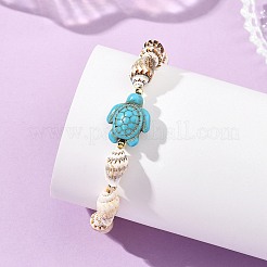 2 Armband aus natürlichen Muscheln und synthetischem Türkis für Damen&nbsp;BJEW-JB13838