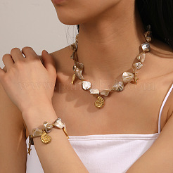 Set di bracciali e collane con perline di conchiglie naturali&nbsp;FS-WG7B53D-01