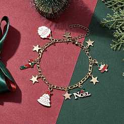 Weihnachtsbaum Weihnachtsmann Legierung Emaille Charm Armbänder&nbsp;BJEW-TA00491