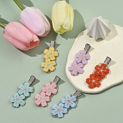 Haarspangen aus Alligatorleder mit Blumenstickerei aus Polyester&nbsp;PHAR-JH00094