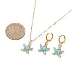 Set di orecchini a monachella e collane con pendente in smalto con stelle marine&nbsp;SJEW-JS01297