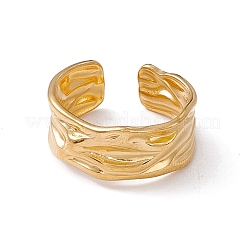 Ionenplattierung (IP) 304 Edelstahl Twist Wave offener Manschettenring für Frauen&nbsp;RJEW-C045-22G