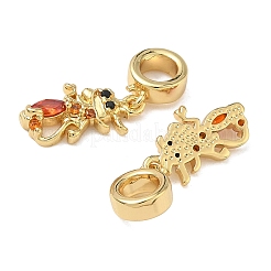 Ciondoli pendenti europei in ottone con zirconi cubici arancioni scuri&nbsp;KK-L257-24G-01