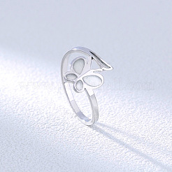 Im Dunkeln leuchtender Schmetterlingsfingerring aus Edelstahl&nbsp;PW-WG57071-01