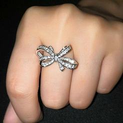 Bagues en alliage avec nœud papillon et strass en cristal pour femmes&nbsp;FS-WG361F1-02
