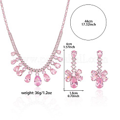 Sets aus Halsketten und Ohrsteckern mit Anhänger und Mikropavé-Fassung aus Messing und Zirkonia für Damen&nbsp;WG2183E-01
