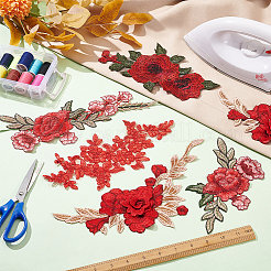 5 Paar 5D-Blumenapplikationen im 3-Stil&nbsp;DIY-WR0003-83