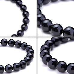 Natürliche blacke Agate runde Perlen Stretch-Armbänder&nbsp;BJEW-N301-8mm-01