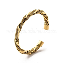 Brazalete abierto con malla de acero inoxidable 304 y revestimiento iónico (IP) para mujer&nbsp;BJEW-P283-16G