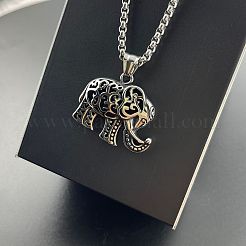 Vintage Punk 304 Edelstahl Hohl Elefant Anhänger Halsketten für Männer&nbsp;WB1988