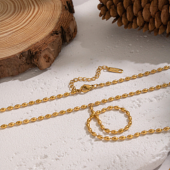 Elegante Y-förmige Halsketten aus 304 Edelstahl mit Reiskette für Damen&nbsp;DQ6451