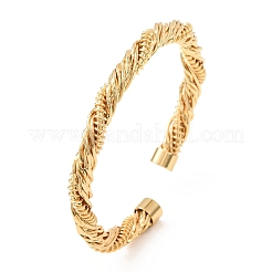 Bracciali aperti in ottone con corda intrecciata&nbsp;KK-CBA3297-11G
