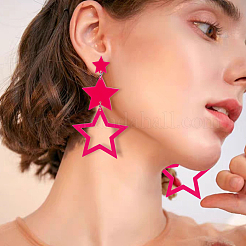 5 Paar 5 Farben hohle Stern-Ohrstecker aus Acryl für Damen&nbsp;EJEW-AN0004-10