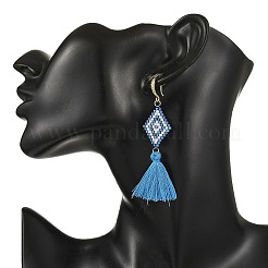 Orecchini pendenti da donna con perline di vetro e ottone.&nbsp;EJEW-MZ00800-03