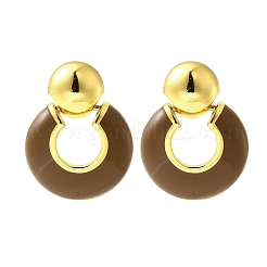 Orecchini a bottone in ottone smaltato e tondi piatti&nbsp;EJEW-B120-06G-02