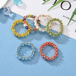 Bagues rondes en perles de rocaille de verre&nbsp;RJEW-JR00307
