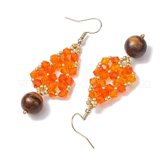 Pendientes colgantes de ojo de tigre naturales&nbsp;EJEW-MZ00276-04