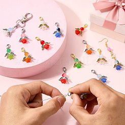20 pieza de 10 estilos de adornos colgantes de vidrio y acrílico con forma de ángel&nbsp;HJEW-SZ00003