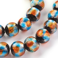 Argento fatti a mano in vetro murano lamina perline&nbsp;LAMP-P051-G03-12mm