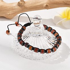 Bracciali regolabili con perline intrecciate in corniola naturale ed ematite sintetica non magnetica&nbsp;BJEW-Z090-01D