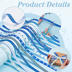 12 Rolle 12 Farben Chanukka-Polyester-Ripsband mit Aufdruck&nbsp;OCOR-PH0005-50