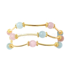 Bracelets multi-rangs en perles rondes œil de chat pour femmes&nbsp;BJEW-JB12338-01