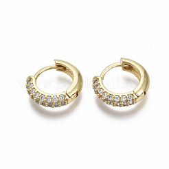 Boucles d'oreilles créoles en laiton zircon cubique micro pavé&nbsp;EJEW-R144-004E-NF