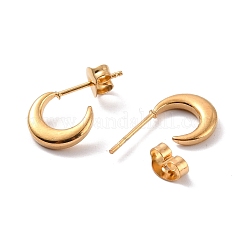 PVD-Vakuumbeschichtung 304 Edelstahl Halbmond Ohrstecker für Damen&nbsp;EJEW-F280-05A-G