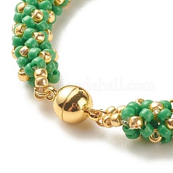 Glasperlenarmband mit Magnetverschluss aus Messing&nbsp;BJEW-JB07802-02