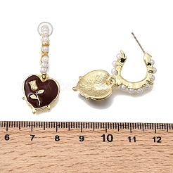 Valentinstag-Ohrstecker aus Emaillelegierung&nbsp;EJEW-G466-02G