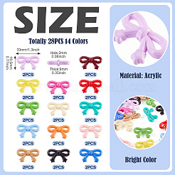 28pcs 14 couleurs perles acryliques opaques&nbsp;MACR-TA0002-30