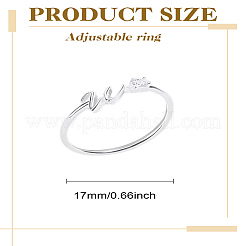 1 anillo abierto con letras de latón y rhinestone para mujer&nbsp;AJEW-LP0004-47W-S