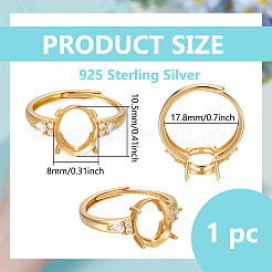 Verstellbar 925 Sterling Silber Micro Pave Zirkonia ovale Ringkomponente&nbsp;STER-BC0003-57G
