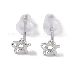 Anlaufgeschützte rhodinierte Ohrstecker aus Feinsilber in Sternform für Damen&nbsp;EJEW-S215-03P